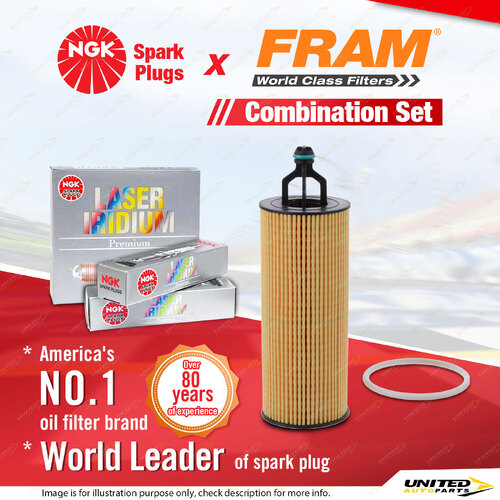 NGK Laser Iridium Spark Plugs & Fram Oil Filter for Chrysler 300 LX 3.6L GCH