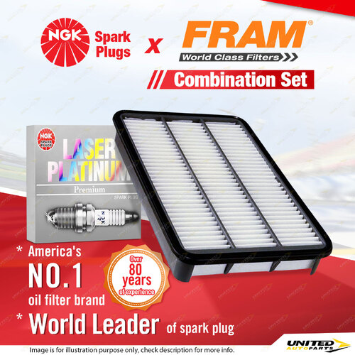 NGK Laser Platinum Spark Plugs & Fram Air Filter for Holden Frontera MX 2.2L