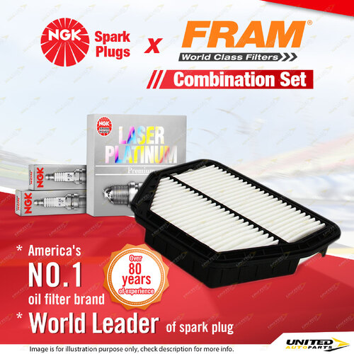 NGK Laser Platinum Spark Plugs & Fram Air Filter for Holden Captiva CG 3.2L LU1