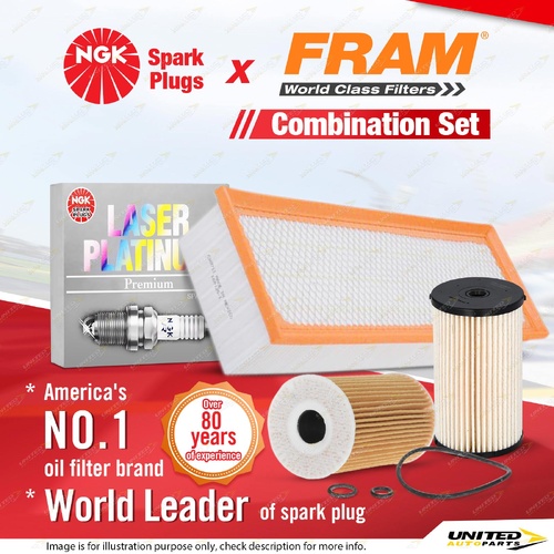 NGK Laser Platinum Spark Plugs + Fram Filter Service Kit for VW Eos 1F CFFA