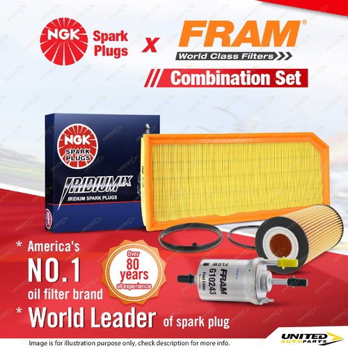 NGK Iridium IX Spark Plugs Fram Filter Service Kit for Audi A3 8P 2.0L BLY 04-05