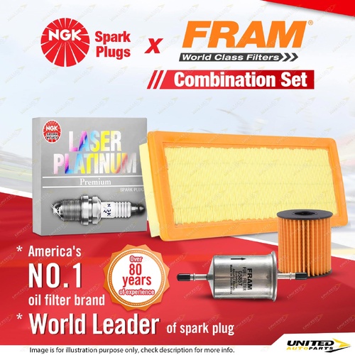 NGK Laser Platinum Spark Plugs + Fram Filter Service Kit for Peugeot 208 A9 1.6L
