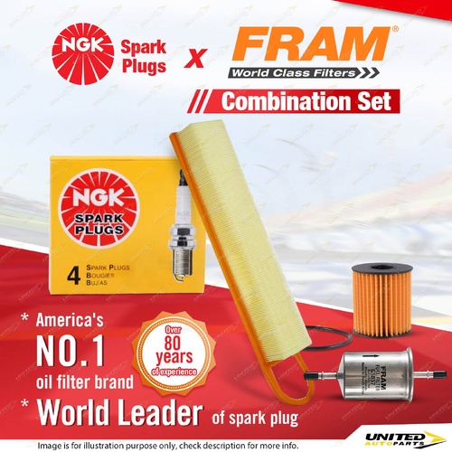 NGK Standard Spark Plugs + Fram Filter Service Kit for Peugeot 207 CC 1.4L