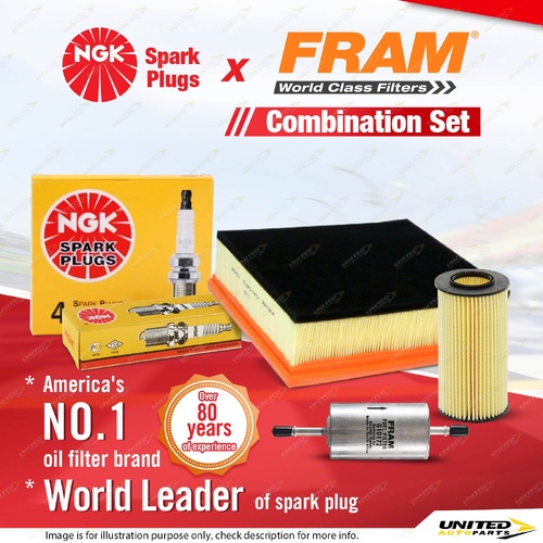 NGK Standard Spark Plugs + Fram Filter Service Kit for Volvo S40 MS38 2.4L