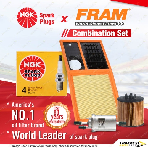 NGK Standard Spark Plugs + Fram Filter Service Kit for Volkswagen Polo 9N 1.6L