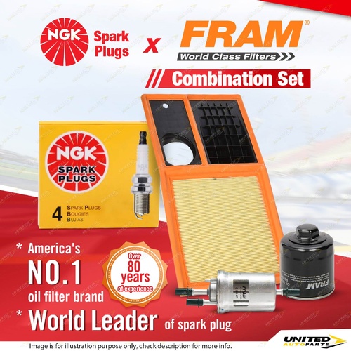 NGK Standard Spark Plugs Fram Filter Service Kit for Volkswagen Polo 9N 1.4L BUD