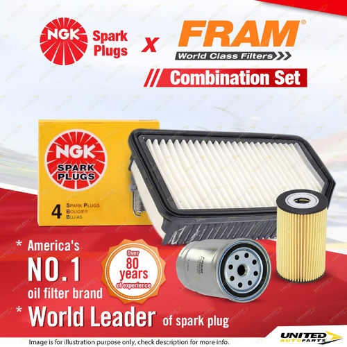 NGK Standard Spark Plugs + Fram Filter Service Kit for Kia Soul AM 1.6L