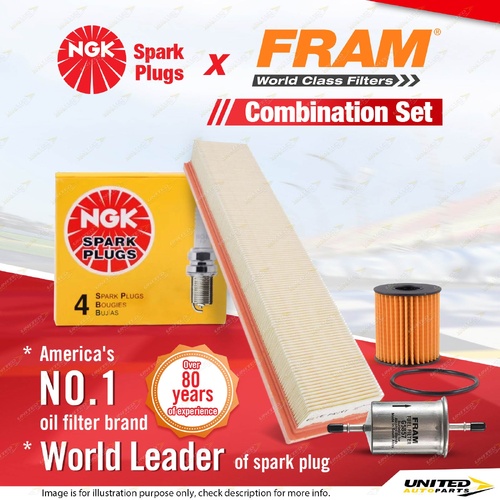 NGK Standard Spark Plugs + Fram Filter Service Kit for Citroen C4 1.6L TU5JP4