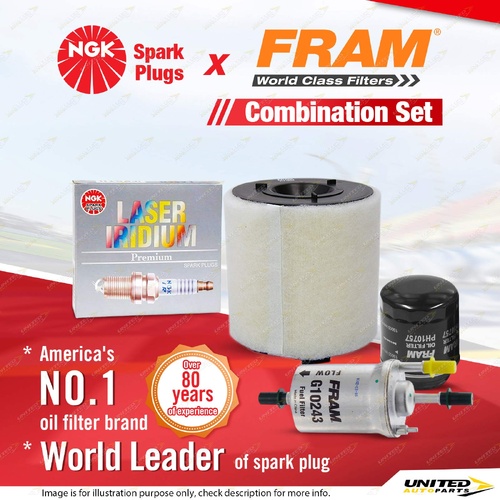 NGK Laser Iridium Spark Plugs + Fram Filter Service Kit for Audi A1 8X 1.2L
