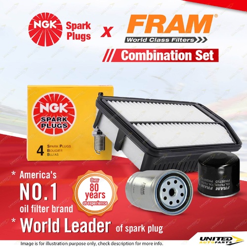 NGK Standard Spark Plugs + Fram Filter Service Kit for Kia Sportage SL 2010-2013