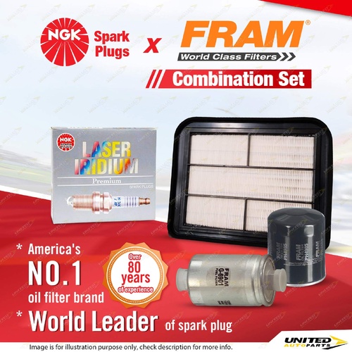 NGK Laser Iridium Spark Plugs + Fram Filter Service Kit for Ford Falcon FG 2.0L