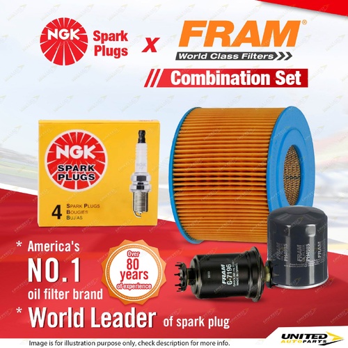 NGK Standard Spark Plugs + Fram Filter Kit for Toyota Landcruiser Prado RZJ95R