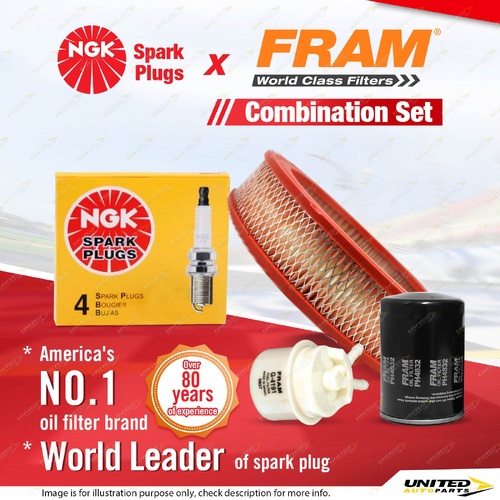 NGK Standard Spark Plugs + Fram Filter Service Kit for Toyota Hilux YN56 YN58
