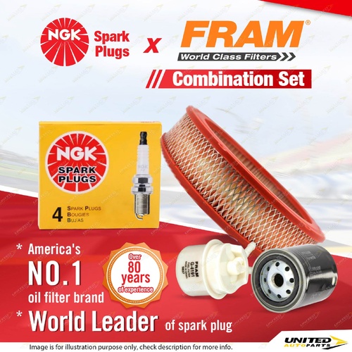 NGK Standard Spark Plugs + Fram Filter Service Kit for Toyota Celica SA63 2.0L