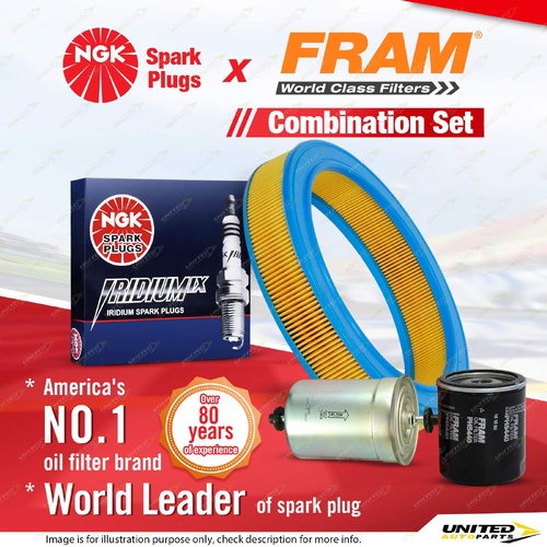NGK Iridium IX Spark Plugs + Fram Filter Service Kit for Nissan Pulsar N13 1.6L
