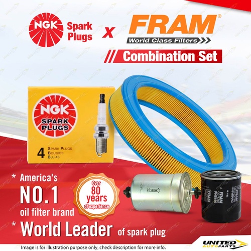 NGK Standard Spark Plugs + Fram Filter Service Kit for Nissan Pulsar N13 1.6L