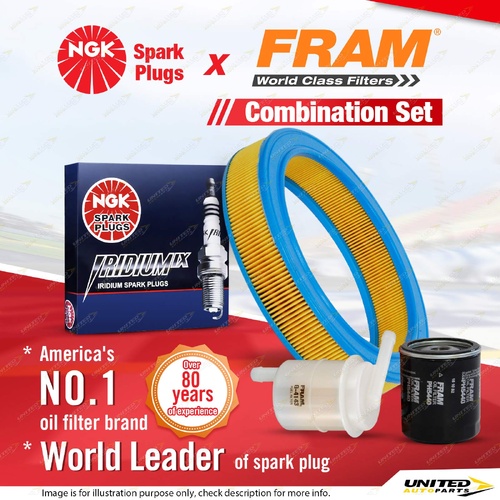 NGK Iridium IX Spark Plugs + Fram Filter Service Kit for Holden Camira JB JD