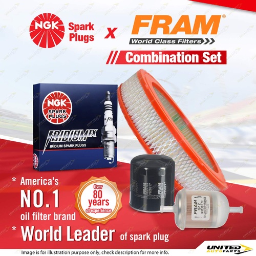 NGK Iridium IX Spark Plugs + Fram Filter Service Kit for Mazda 626 CB2MS B1600