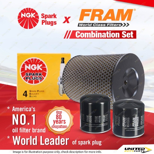 NGK Standard Spark Plugs + Fram Filter Service Kit for Holden Shuttle WFR51 2.0L