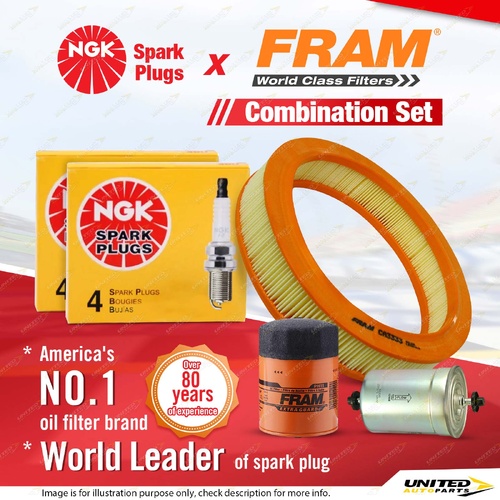 NGK Standard Spark Plugs + Fram Filter Kit for Holden Calais Commodore VL 5.0L