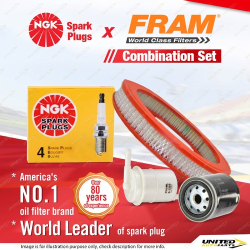 NGK Standard Spark Plugs + Fram Filter Service Kit for Toyota Corolla AE82 1.6L