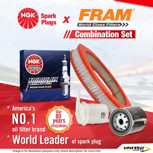 NGK Iridium IX Spark Plugs + Fram Filter Service Kit for Toyota Corolla AE82 1.6