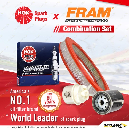 NGK Iridium IX Spark Plugs + Fram Filter Service Kit for Toyota Corolla AE71 1.6