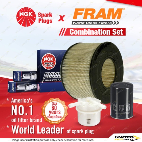 NGK Iridium IX Spark Plugs + Fram Filter Kit for Toyota Landcruiser FZJ75 4.5L
