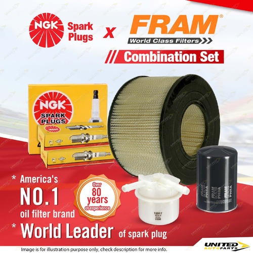 NGK Standard Spark Plugs Fram Filter Kit for Toyota Landcruiser FJ60 62 70 73 75