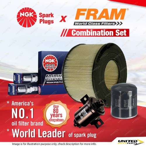 NGK Iridium IX Spark Plugs Fram Filter Kit for Toyota Landcruiser FZJ75 80 96-99