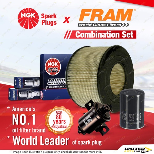 NGK Iridium IX Spark Plugs Fram Filter Kit for Toyota Landcruiser FZJ75 80 92-96