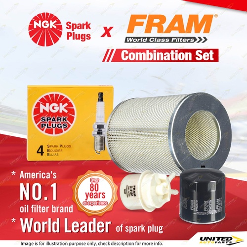 NGK Standard Spark Plugs + Fram Filter Service Kit for Toyota Stout RK110 2.0L