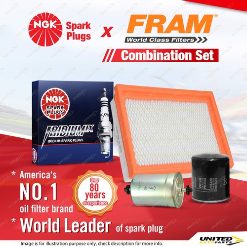 NGK Iridium IX Spark Plugs + Fram Filter Service Kit for Nissan Pintara U12 2.0L
