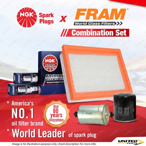 NGK Iridium IX Spark Plugs + Fram Filter Kit for Holden Calais Commodore VL 3.0L