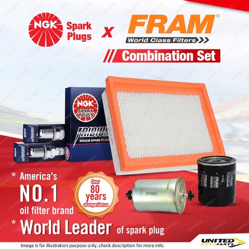 NGK Iridium IX Spark Plugs + Fram Filter Service Kit for Holden Calais VN 3.8L