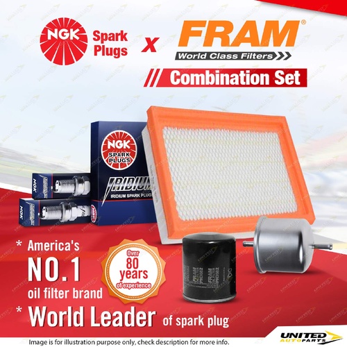 NGK Iridium IX Spark Plugs + Fram Filter Service Kit for Nissan Skyline R31 3.0L