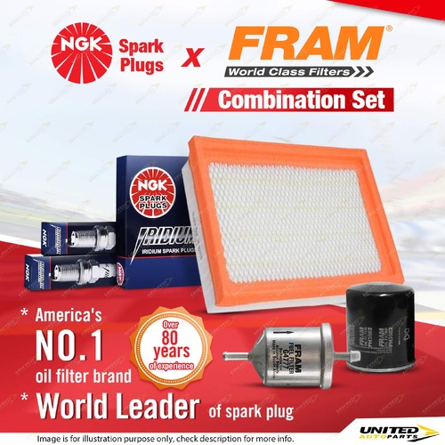 NGK Iridium IX Spark Plugs + Fram Filter Service Kit for Nissan Skyline R31 2.0L