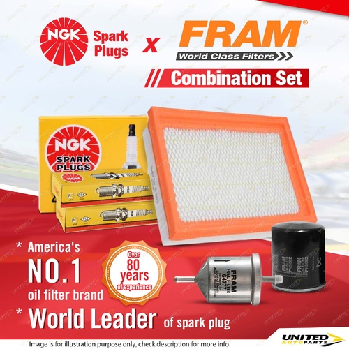 NGK Standard Spark Plugs + Fram Filter Kit for Nissan Navara Pathfinder D21 LPG