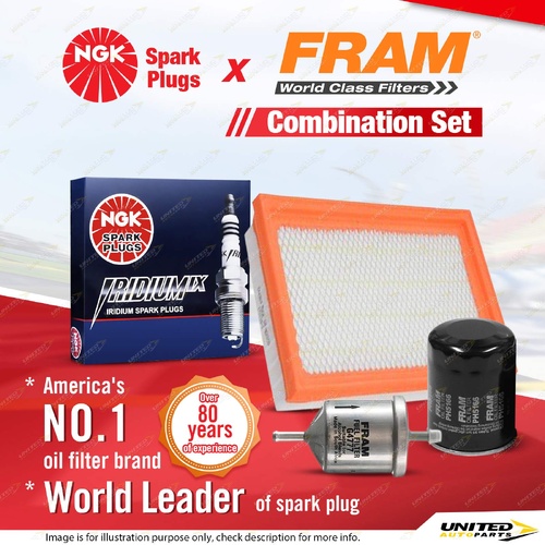 NGK Iridium IX Spark Plugs + Fram Filter Service Kit for Nissan Serena AC23 2.0L