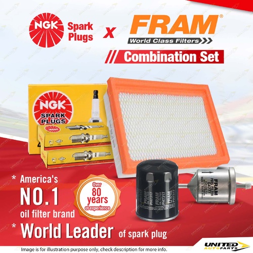 NGK Standard Spark Plugs + Fram Filter Kit for Nissan Maxima J30 3.0L 95-03