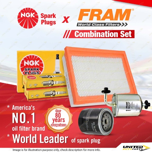 NGK Standard Spark Plugs + Fram Filter Service Kit for Nissan Patrol GQ 4.2L