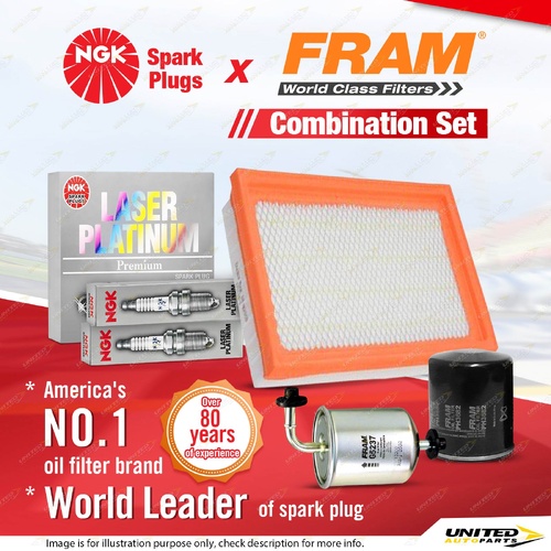 NGK Platinum Spark Plugs + Fram Filter Service Kit for Nissan Skyline R32 R33