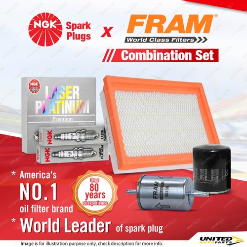 NGK Platinum Spark Plugs + Fram Filter Service Kit for Nissan Skyline R31 2.0L