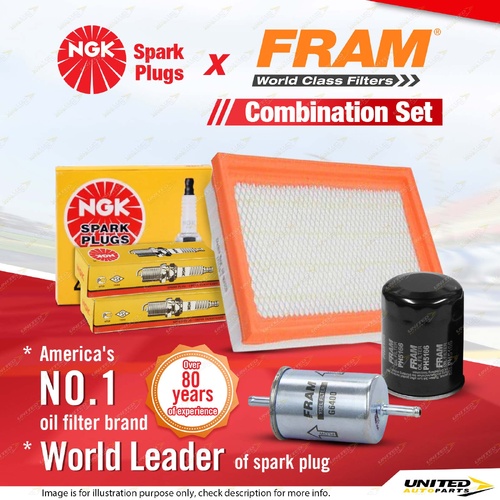 NGK Standard Spark Plugs + Fram Filter Service Kit for Nissan Navara D22 3.0 LPG
