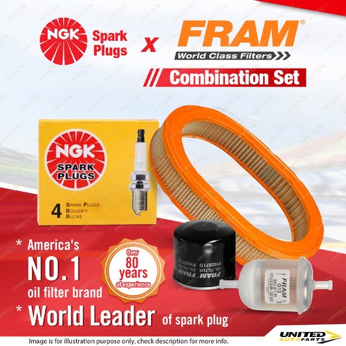 NGK Standard Spark Plugs Fram Filter Service Kit for Ford Laser KA KB Meteor GA