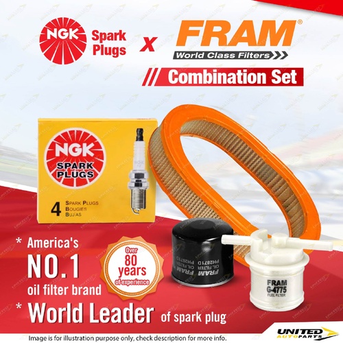 NGK Standard Spark Plugs + Fram Filter Kit for Mazda 323 BD 1.3L 1.5L 81-85