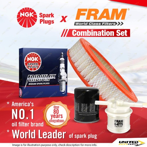NGK Iridium IX Spark Plugs + Fram Filter Service Kit for Ford Courier PC 2.6L