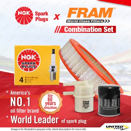 NGK Standard Spark Plugs + Fram Filter Service Kit for Mitsubishi Triton MH MJ