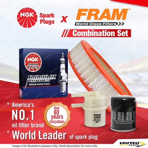NGK Iridium IX Spark Plugs + Fram Filter Kit for Mitsubishi Triton ME MF MG