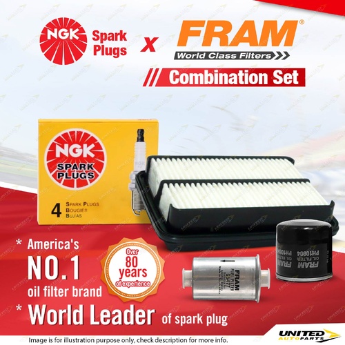 NGK Standard Spark Plugs + Fram Filter Service Kit for Daihatsu Charade G203